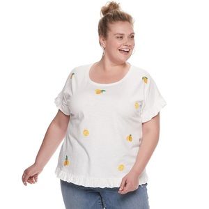 NWT Evri Embellished Ruffle top